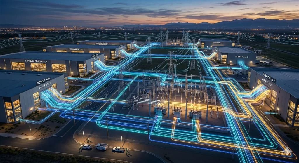 Energy grid visualization showing high-density power routing
