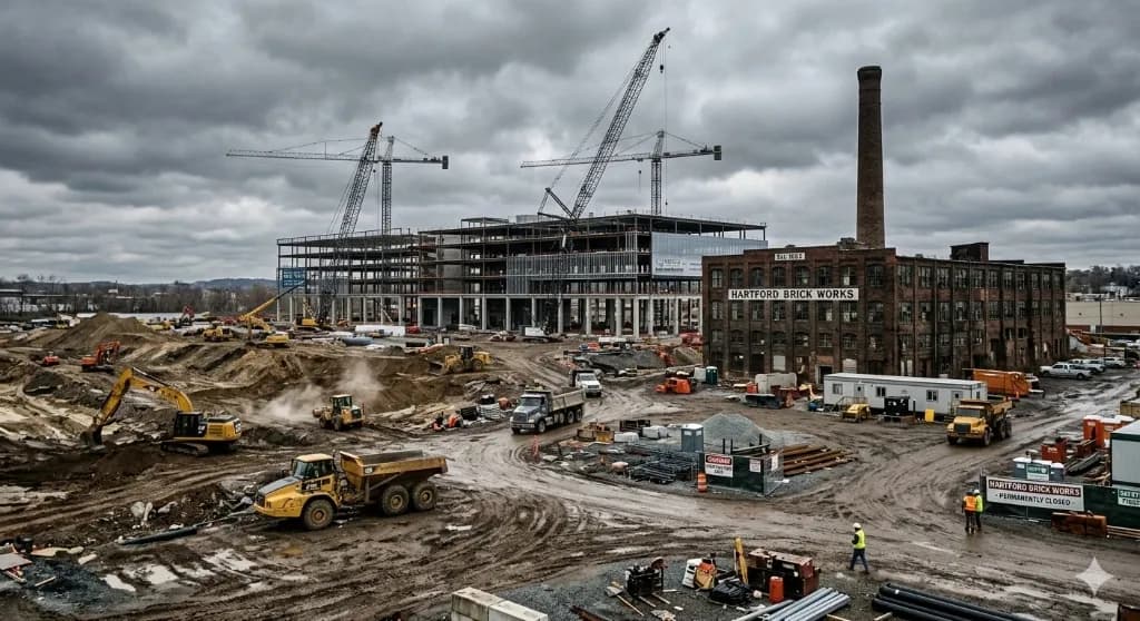 Massive construction site for a new infrastructure project