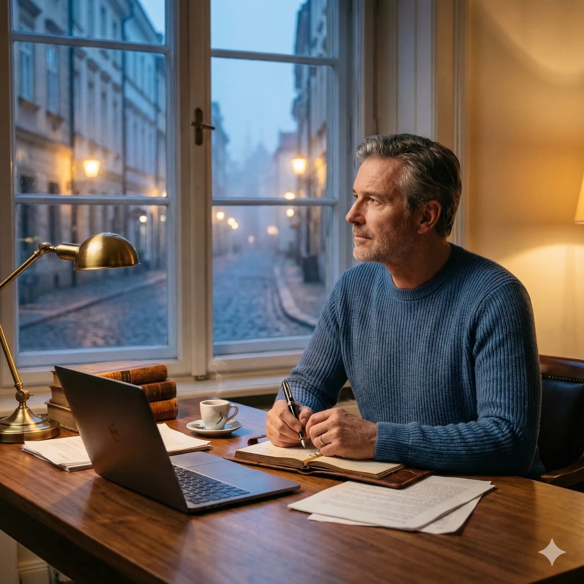 Modern strategic professional planning a career transition amidst AI disruption